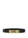 Moschino Adjustable Logo Embossed Belt With Multiple Holes In Black