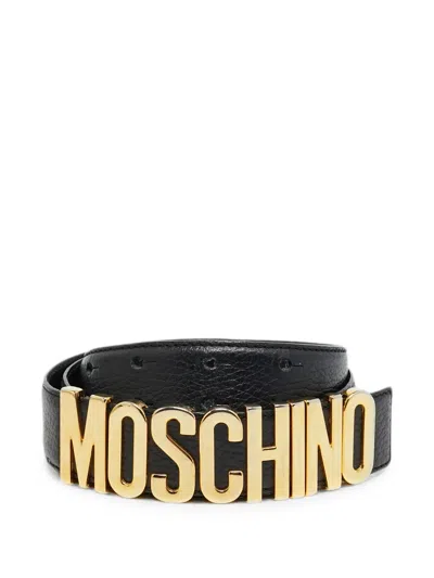 Pre-owned Moschino Logo Buckle Belt In Black