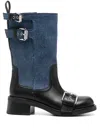 Moschino Logo-buckle Detail Boots In Blue