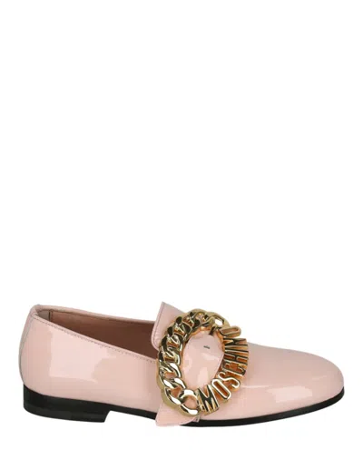 Moschino Woman Loafers Light Pink Size 7 Leather In Brown