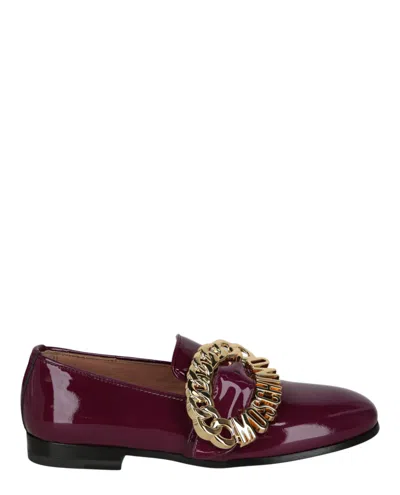 Moschino Logo Buckle Loafers In Multi