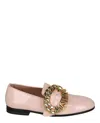 Moschino Logo Buckle Loafers In Pink