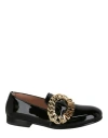 Moschino Logo Buckle Loafers In Black