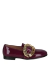 Moschino Logo Buckle Loafers Woman Loafers Purple Size 8 Calfskin In Purple