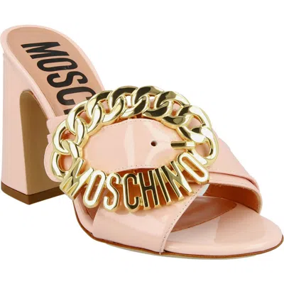 Moschino Logo Buckle Sandal In Pink
