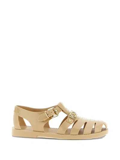 Moschino Logo Buckle Sandals In Multi