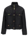 Moschino Logo Button Down Jacket In Black