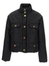 Moschino Button-up Puffer Jacket In Black
