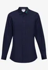 Moschino Logo Button-up Shirt In Navy