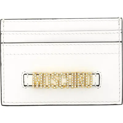 Moschino Logo Card Case In Fantasy Print White
