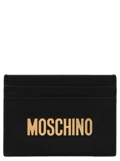 Moschino Logo Plaque Card Holder In Black