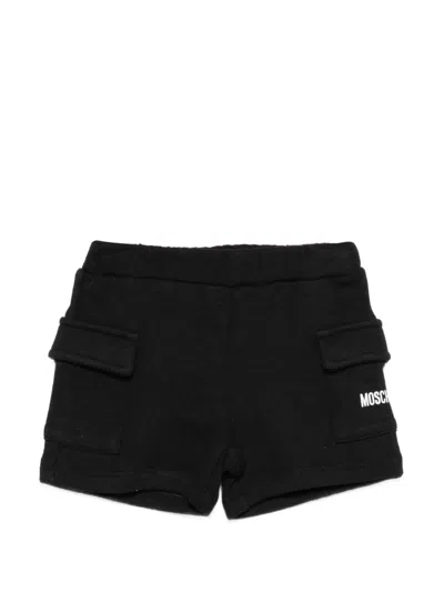 Moschino Babies' Logo Cargo Shorts In Black