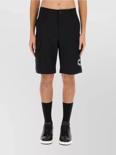 Moschino Logo Cargo Shorts With Pockets And Loops In Black