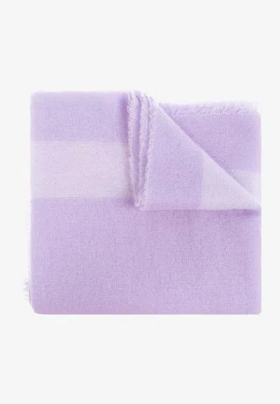 Moschino Logo Cashmere Scarf In Lilac