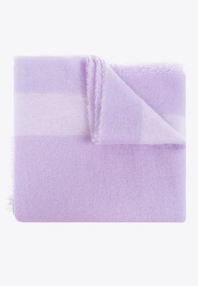Moschino Logo Cashmere Scarf In Purple