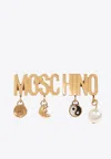 Moschino Logo Charm Earrings In Gold