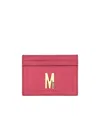 Moschino Women Card Holder With Gold Plaque In Red