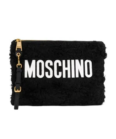 Moschino Logo Clutch In Black