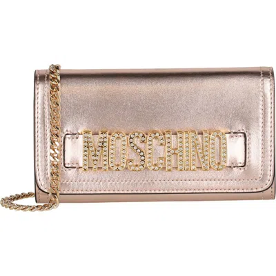 Moschino Logo Clutch In Fantasy Print Pink