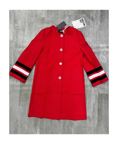 Moschino Logo Coat In Red