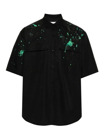 Moschino Logo Collar Shirt In Black