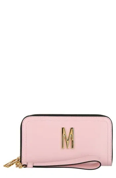 Moschino Logo Continental Wallet In Pink