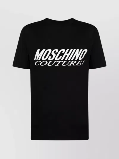 Moschino Logo Cotton Blend T-shirt In Black