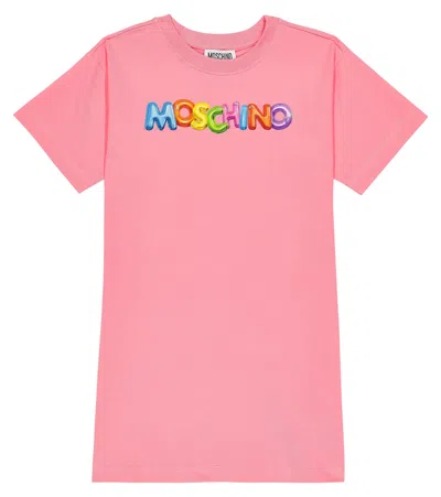 Moschino Kids' Logo Cotton-blend T-shirt Dress In Pink