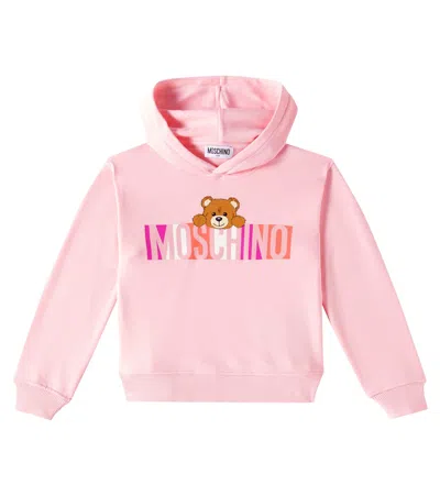 Moschino Kids' Logo Cotton Hoodie In Pink