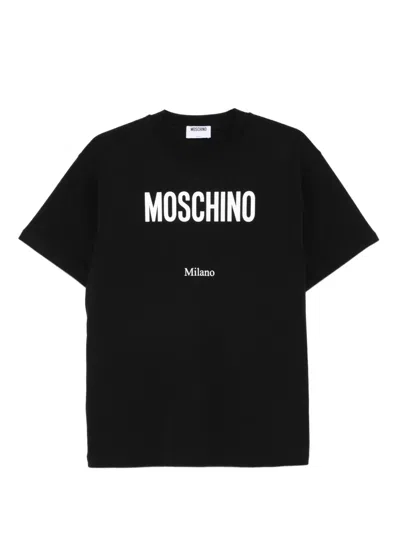 Moschino Logo Cotton T-shirt In Black