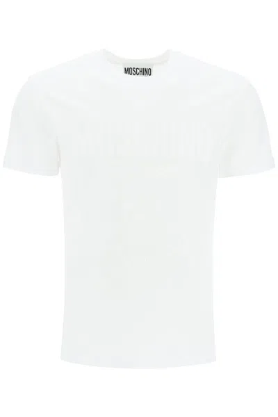 Moschino Logo Cotton T-shirt In Fantasia Bianco