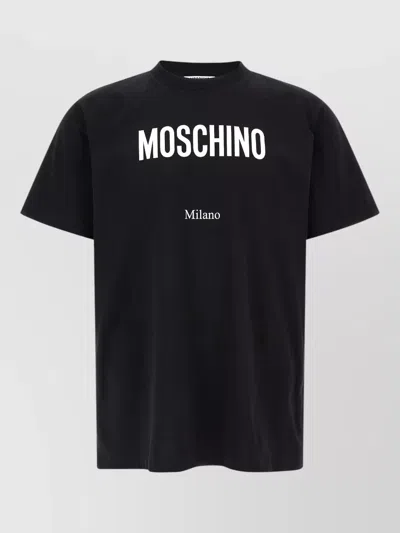 Moschino Logo Crew Neck Short Sleeves T Shirt In Blue
