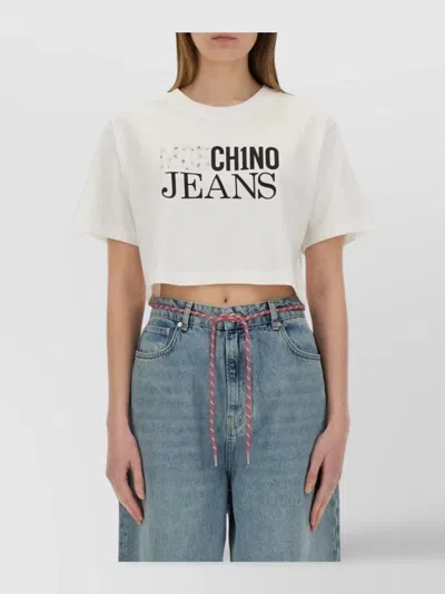Moschino Logo Cropped Crew Neck T-shirt