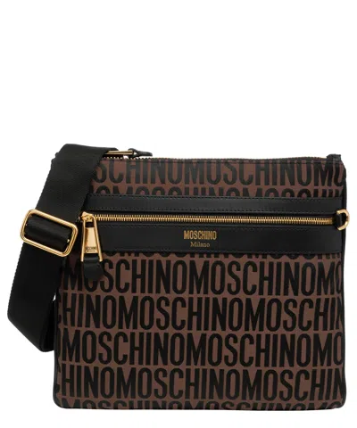 Moschino Logo Crossbody Bag In Brown