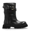 Moschino Round Toe Ankle Boots In Black