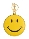 Moschino Men's Soft Leather Happy Face Keychain In 黄色