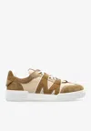 Moschino Suede And Mesh Low-top Sneakers In Brown