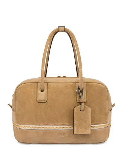 Moschino Logo-debossed Tote Bag In 10a Beige