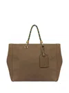 Moschino Logo-debossed Tote Bag In Green