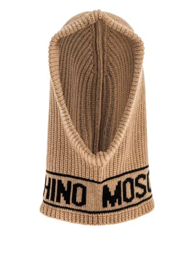 Moschino Logo-detail Balaclava In Neutral