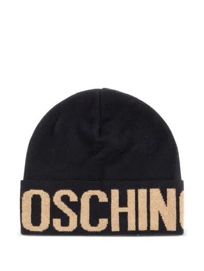 Moschino Logo-detail Beanie In Black