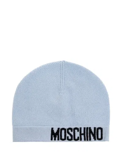 Moschino Logo-detail Beanie Hat In Blue