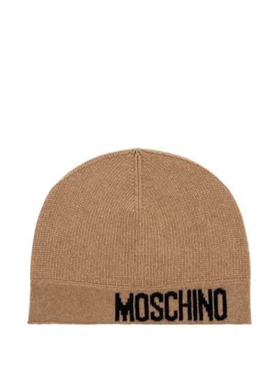 Moschino Logo-detail Beanie Hat In Neutral