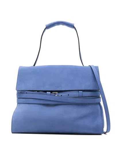Moschino Logo-detail Buckle Shoulder Bag In Blue