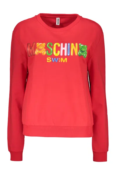 Moschino Logo Detail Cotton Sweatshirt In Red