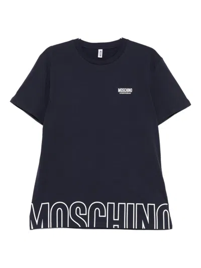 Moschino Logo-detail Cotton T-shirt In Blue