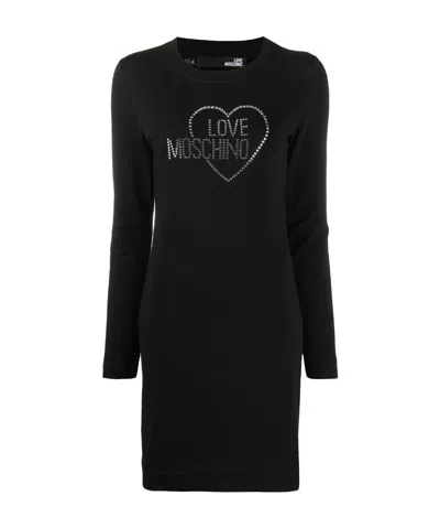 Moschino Logo Detail Dress In Black