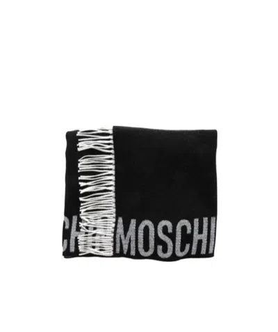 Moschino Logo-detail Hooded Scarf In Black