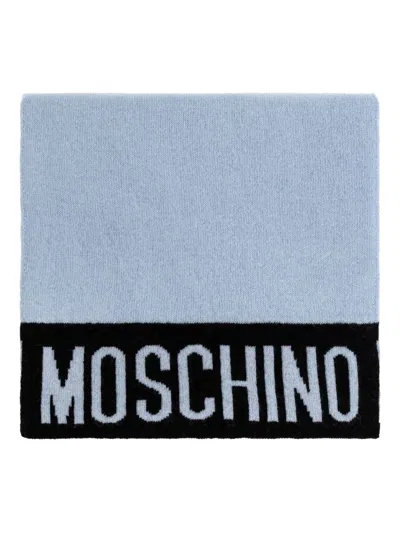 Moschino Logo-detail Knitted Scarf In Blue
