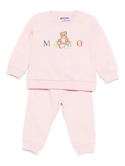 Moschino Babies' Logo-detail Long-sleeve Tracksuit In Pink